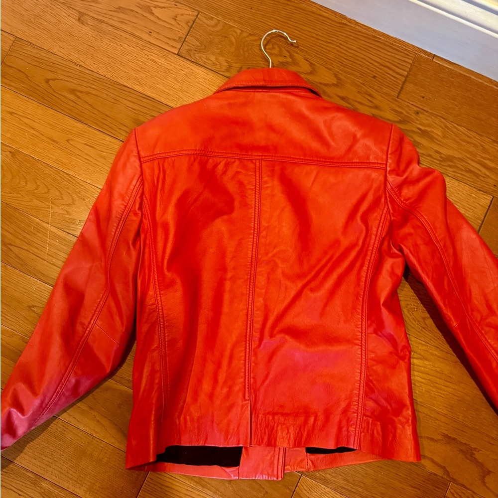 Zadig & Voltaire Liam Cuir Red Leather Jacket - Picture 10 of 15